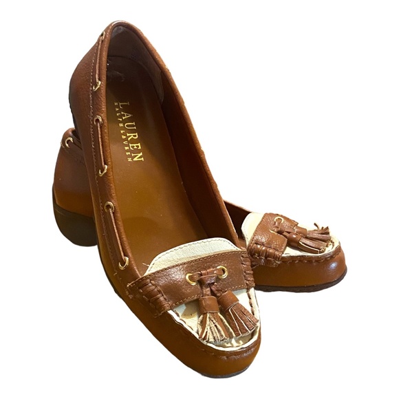 Ralph Lauren leather wedged heel loafers. Size 5.5 - Picture 6 of 16